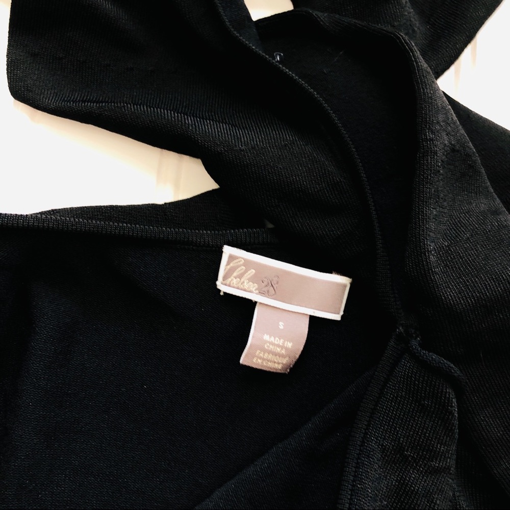 Chelsea28 Ruffle Black Cold Shoulder Top - Picture 3 of 5